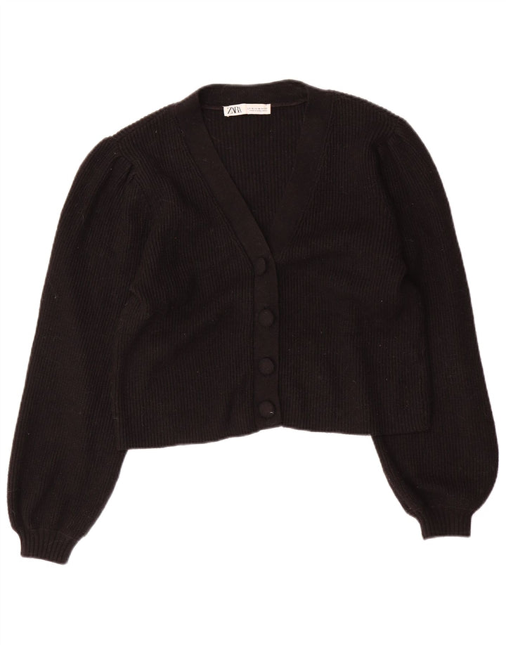 Suéter cardigã feminino Zara Reino Unido 12 viscose preta média