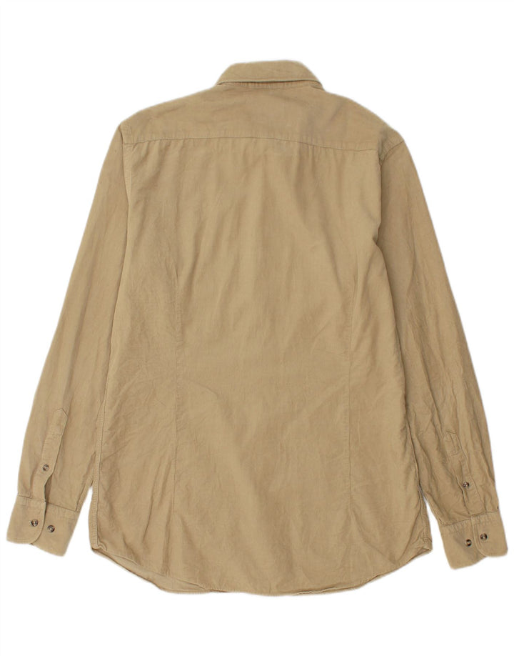 Camisa masculina de veludo Massimo Dutti de algodão bege médio