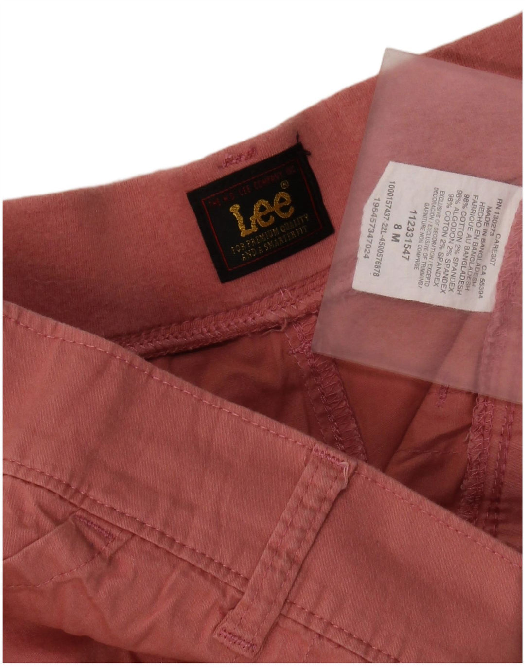 Shorts feminino Lee US 8 médio W30 algodão rosa