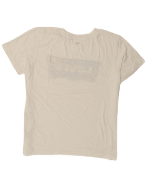 Camiseta feminina gráfica Levi's UK 14 algodão branco médio