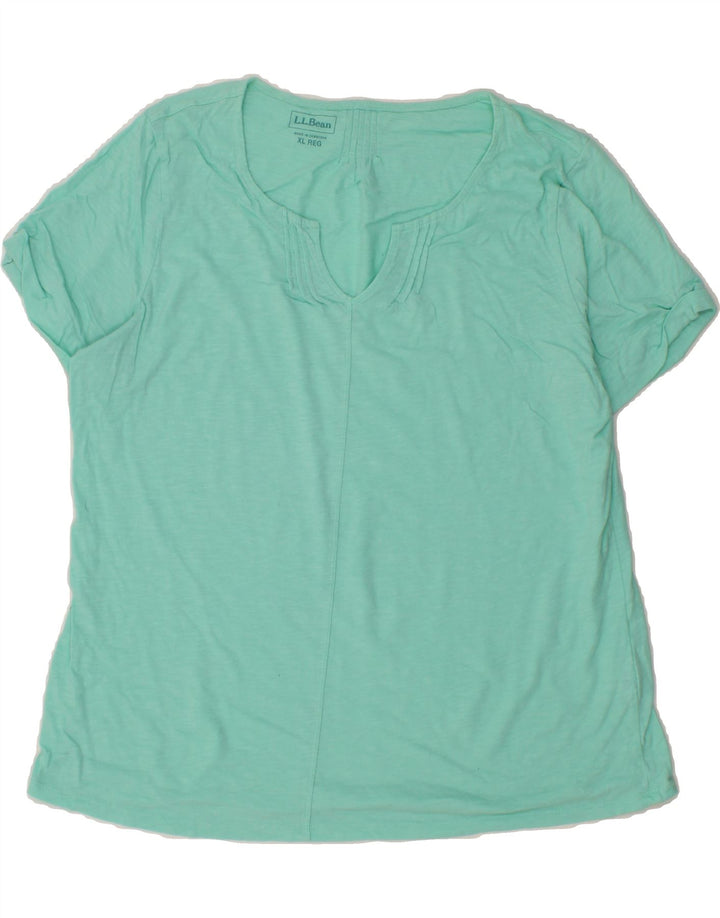 L.L.BEAN Womens T-Shirt Top UK 18 XL Turquoise Cotton Vintage L.L.Bean and Second-Hand L.L.Bean from Messina Hembry 