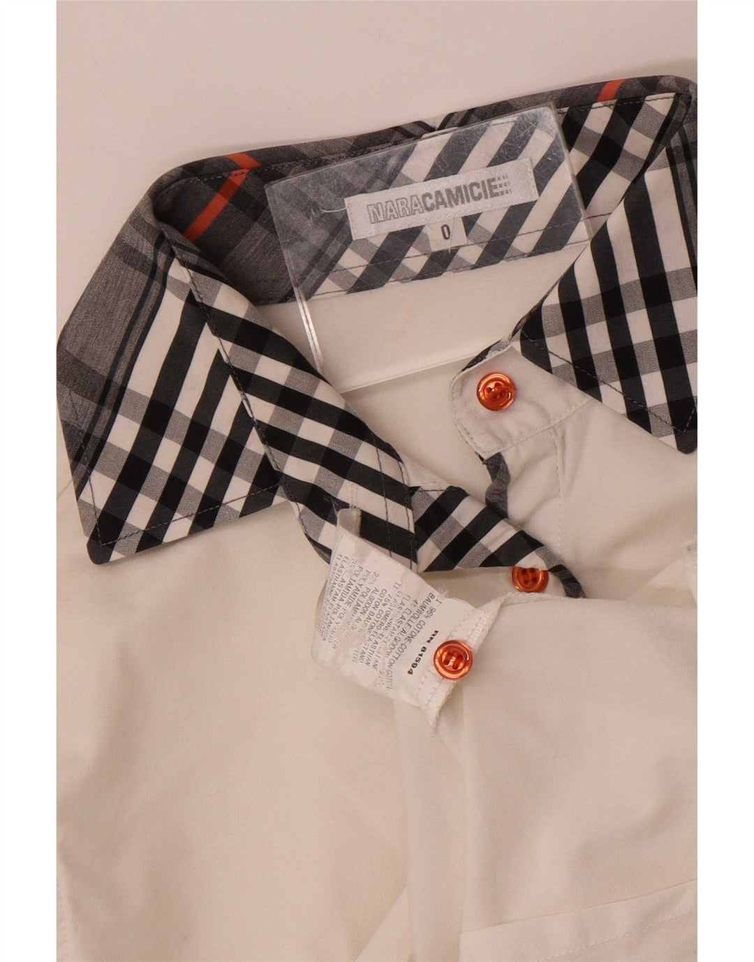 Camisa feminina Naracamicie EUA 0 XS algodão xadrez branco