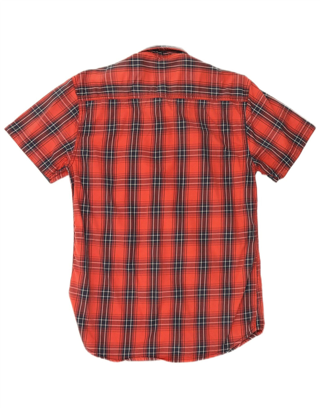 Camisa masculina de manga curta Jack & Jones de algodão xadrez vermelho médio