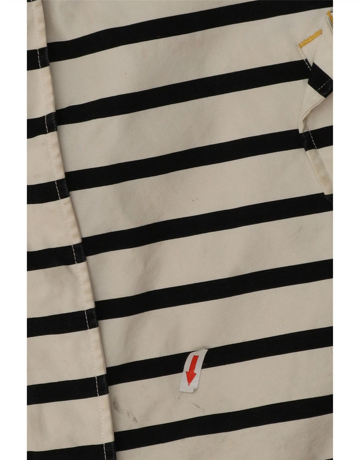 Jaqueta impermeável grande com capuz Joules feminina UK 18 XL listrada branca