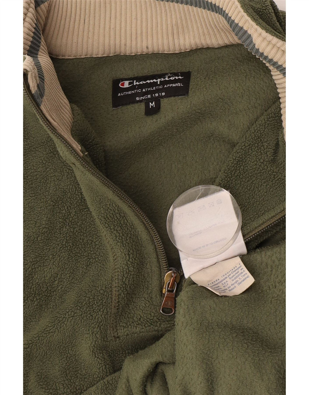 Suéter masculino Champion de lã com zíper e gola média poliéster cáqui médio