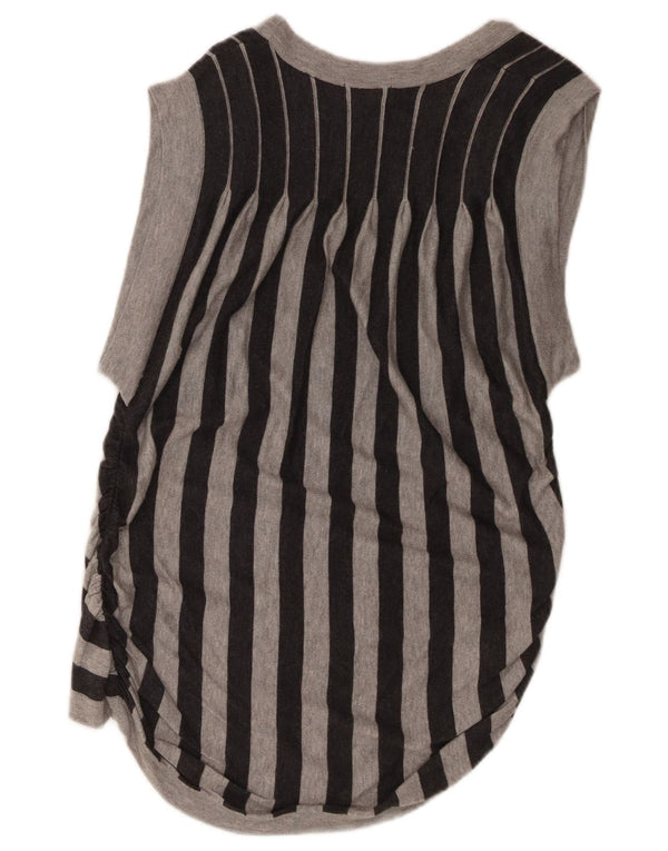 Suéter cardigã feminino Ted Baker Longline tamanho 1 XS listrado cinza