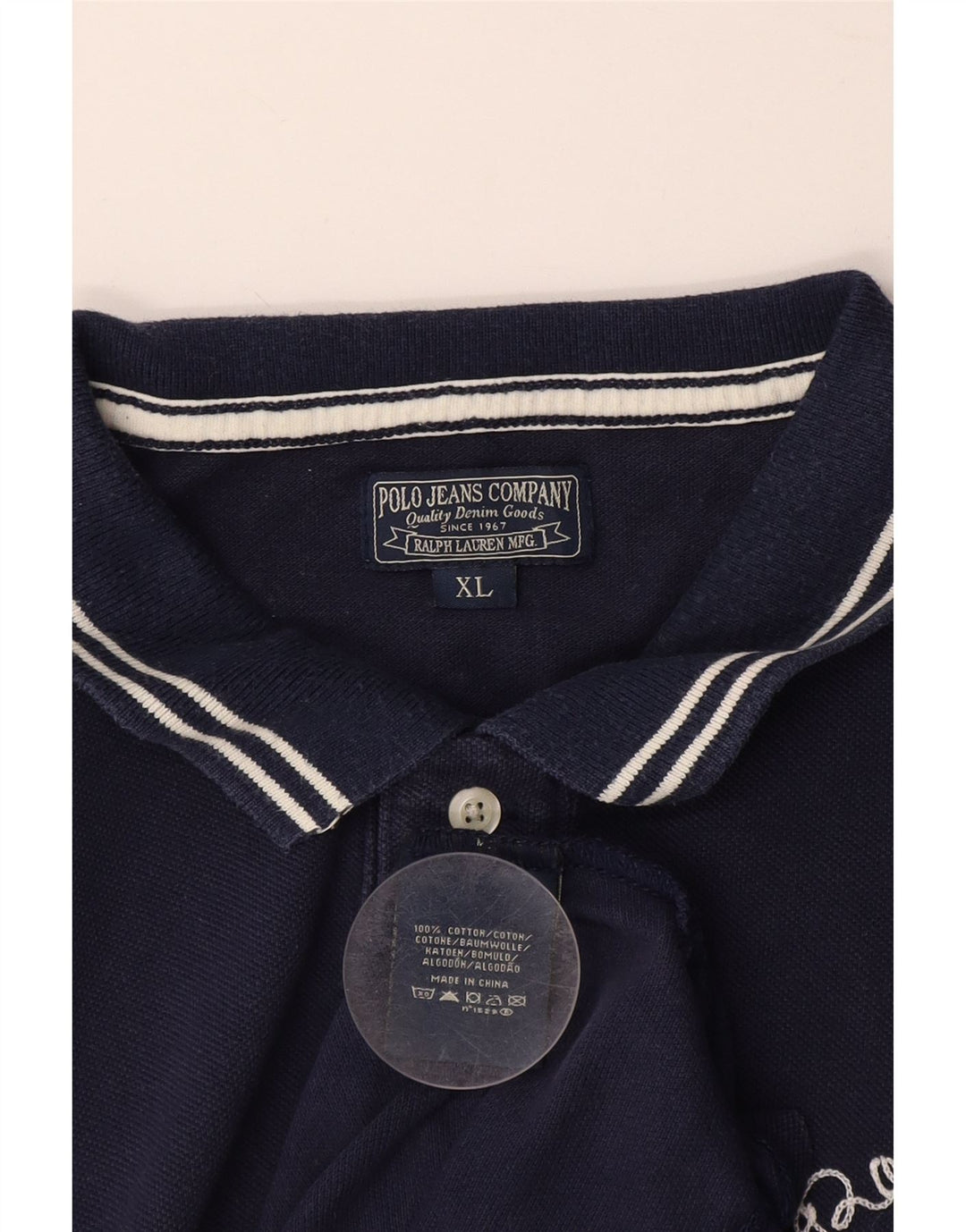 Camisa polo masculina POLO RALPH LAUREN XL azul marinho algodão