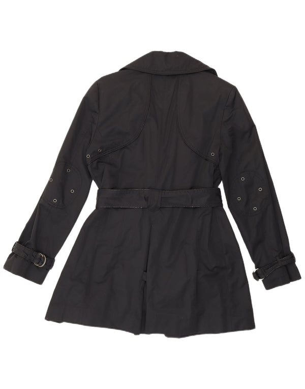 Casaco trench feminino Calvin Klein UK 10 pequeno algodão preto clássico