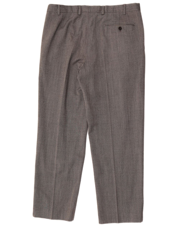Calça masculina Marks & Spencer Performance Straight Suit W34 L29 Lã Cinza