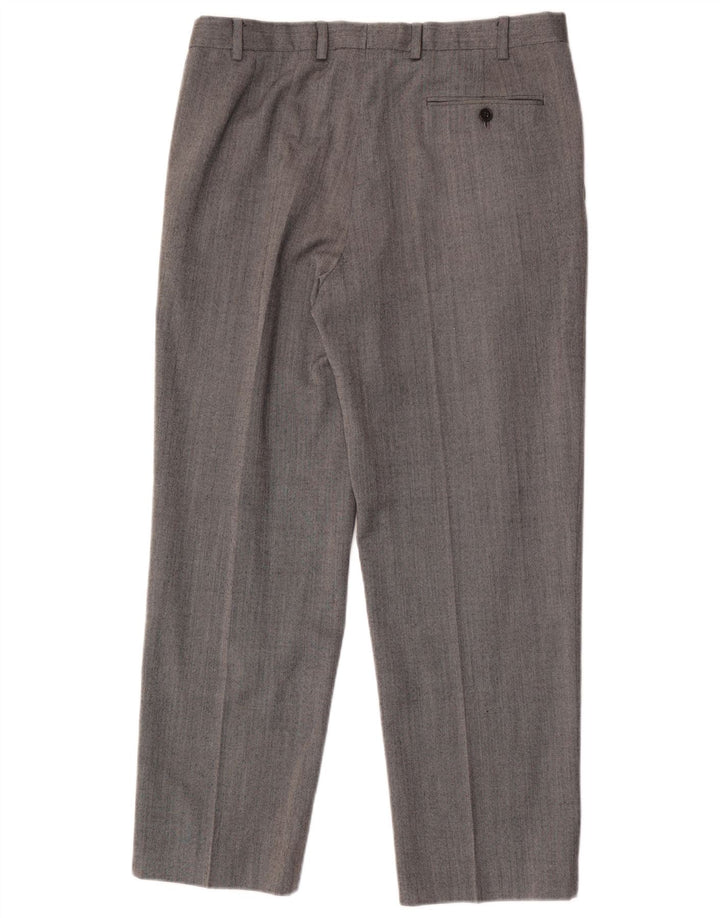Calça masculina Marks & Spencer Performance Straight Suit W34 L29 Lã Cinza