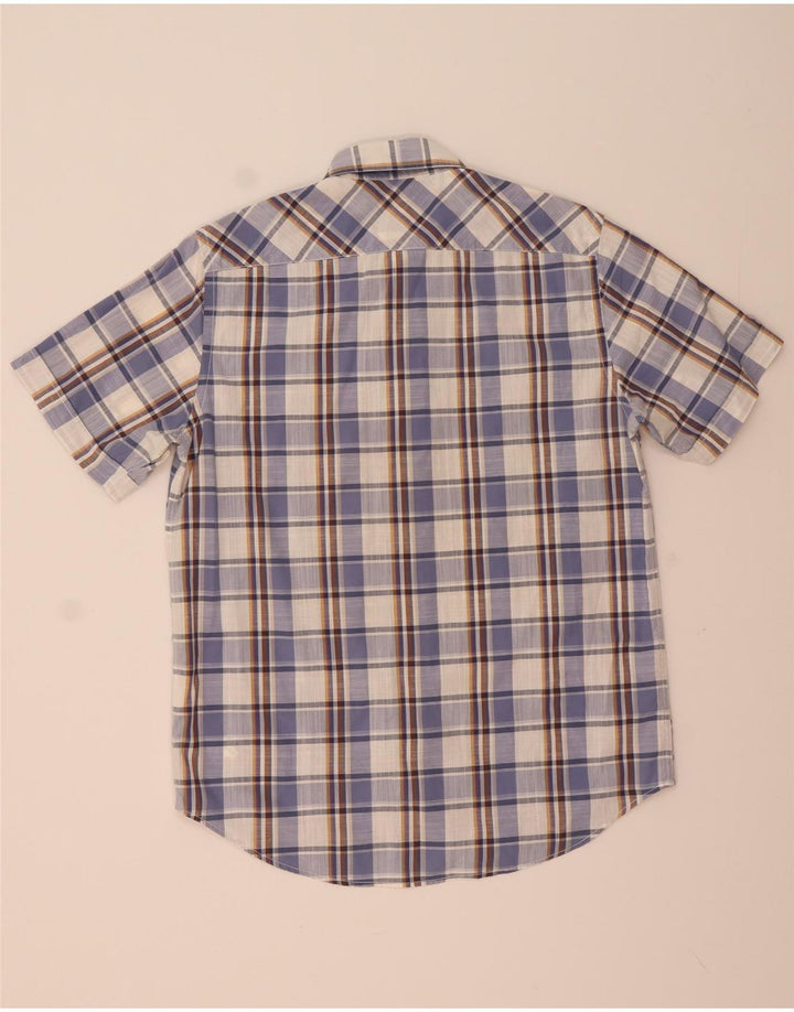 Marlboro Classics Camisa masculina de manga curta regular fit médio xadrez azul