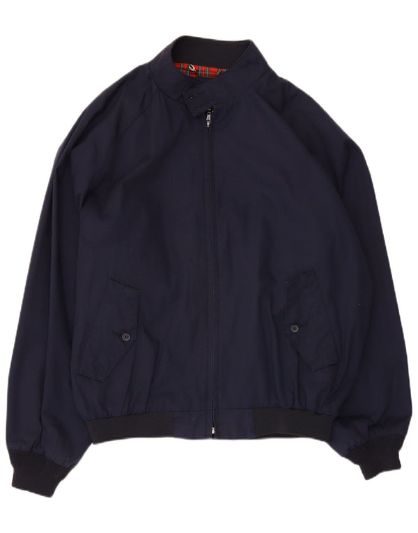 Jaqueta bomber masculina vintage UK 42 XL poliéster azul marinho