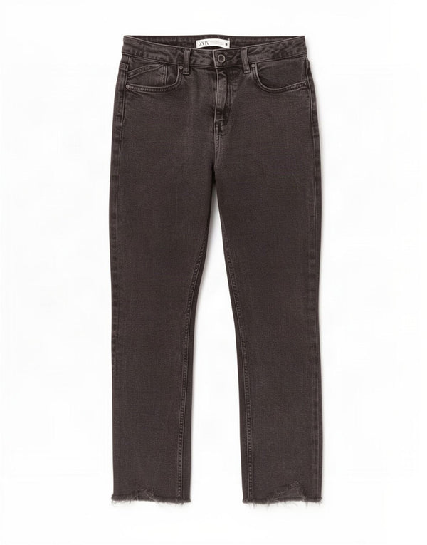 Calça jeans reta feminina Zara EU 38 pequena W28 L26 cinza