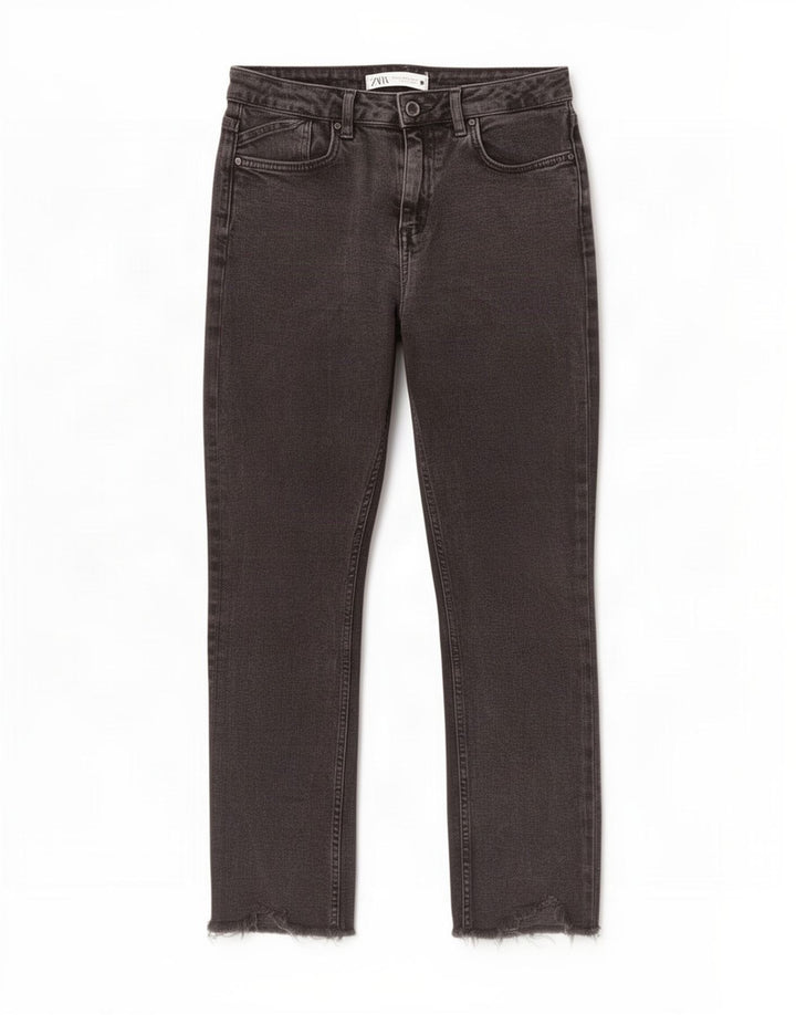 Calça jeans reta feminina Zara EU 38 pequena W28 L26 cinza