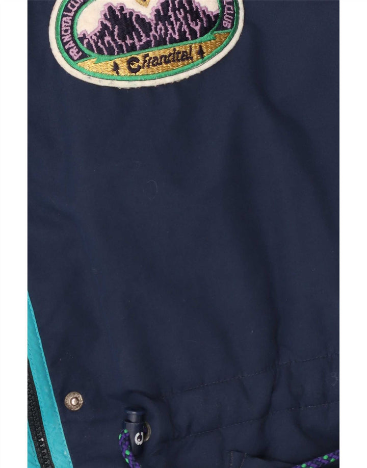 Jaqueta corta-vento masculina vintage Reino Unido 42 XL azul marinho Colourblock poliéster