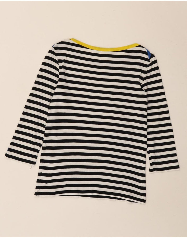 Top feminino Benetton manga 3/4 UK 8 pequeno listrado azul marinho