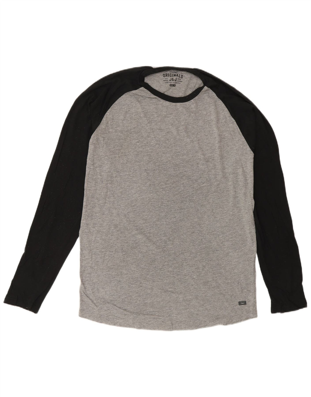 Jack & Jones Top masculino de manga comprida de algodão cinza médio