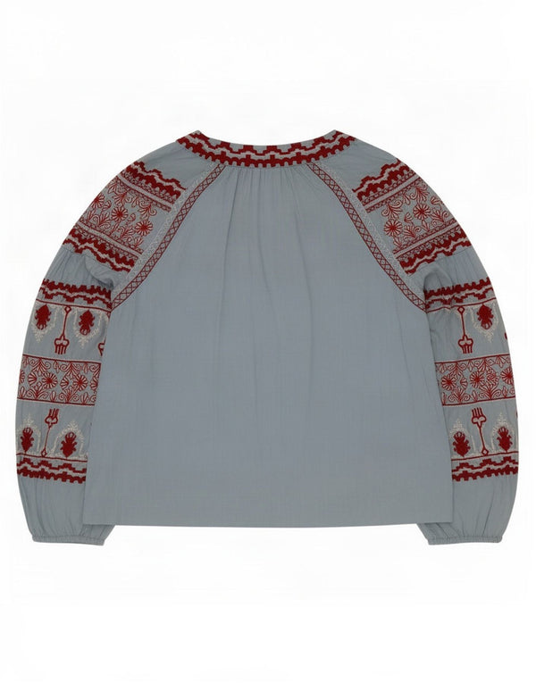 Blusa oversized feminina Zara UK 6 XS azul Fair Isle Lyocell