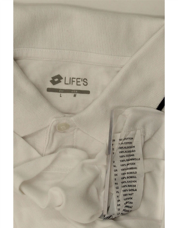 Camisa polo masculina LOTTO de algodão branco médio