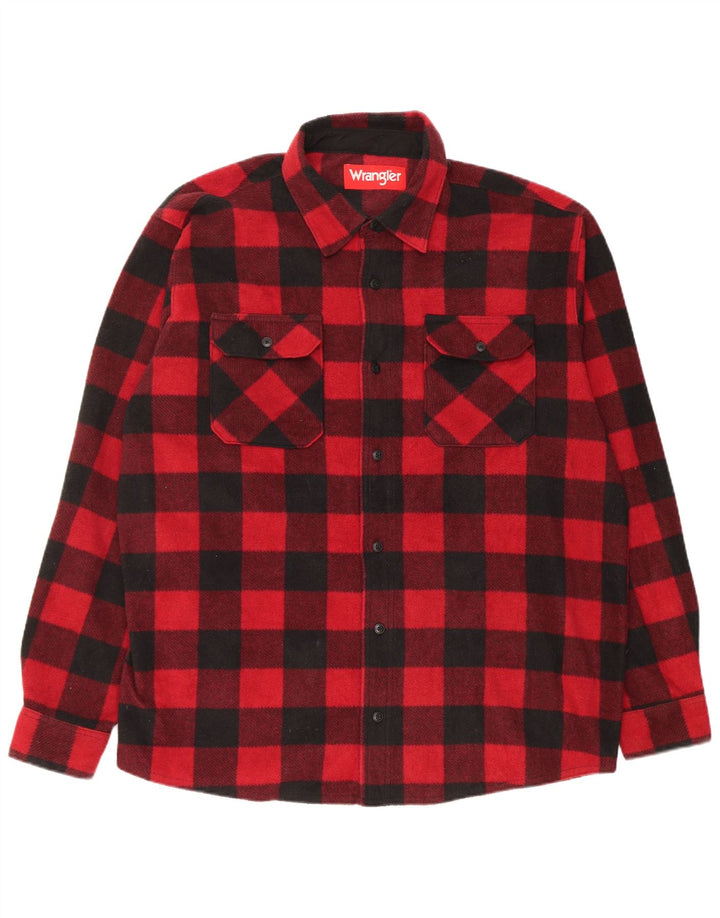 Camisa masculina de flanela Wrangler XL poliéster xadrez vermelho