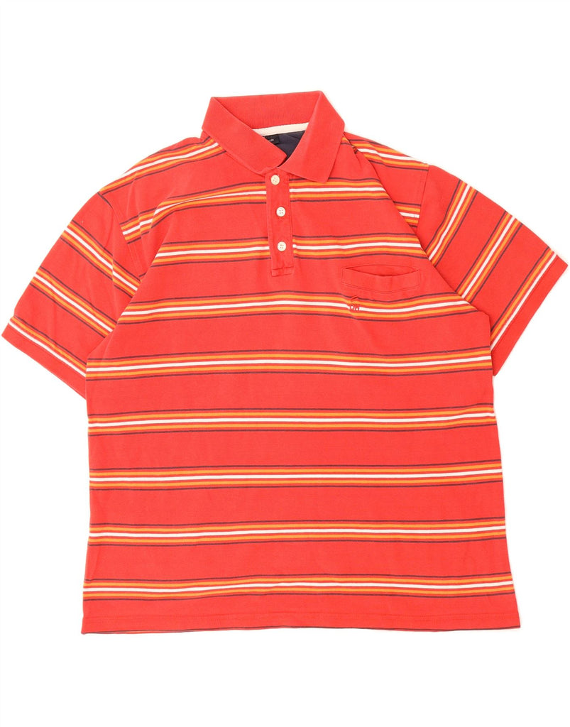 DANIEL HECHTER Mens Texas Polo Shirt Large Red Striped Vintage Daniel Hechter and Second-Hand Daniel Hechter from Messina Hembry 