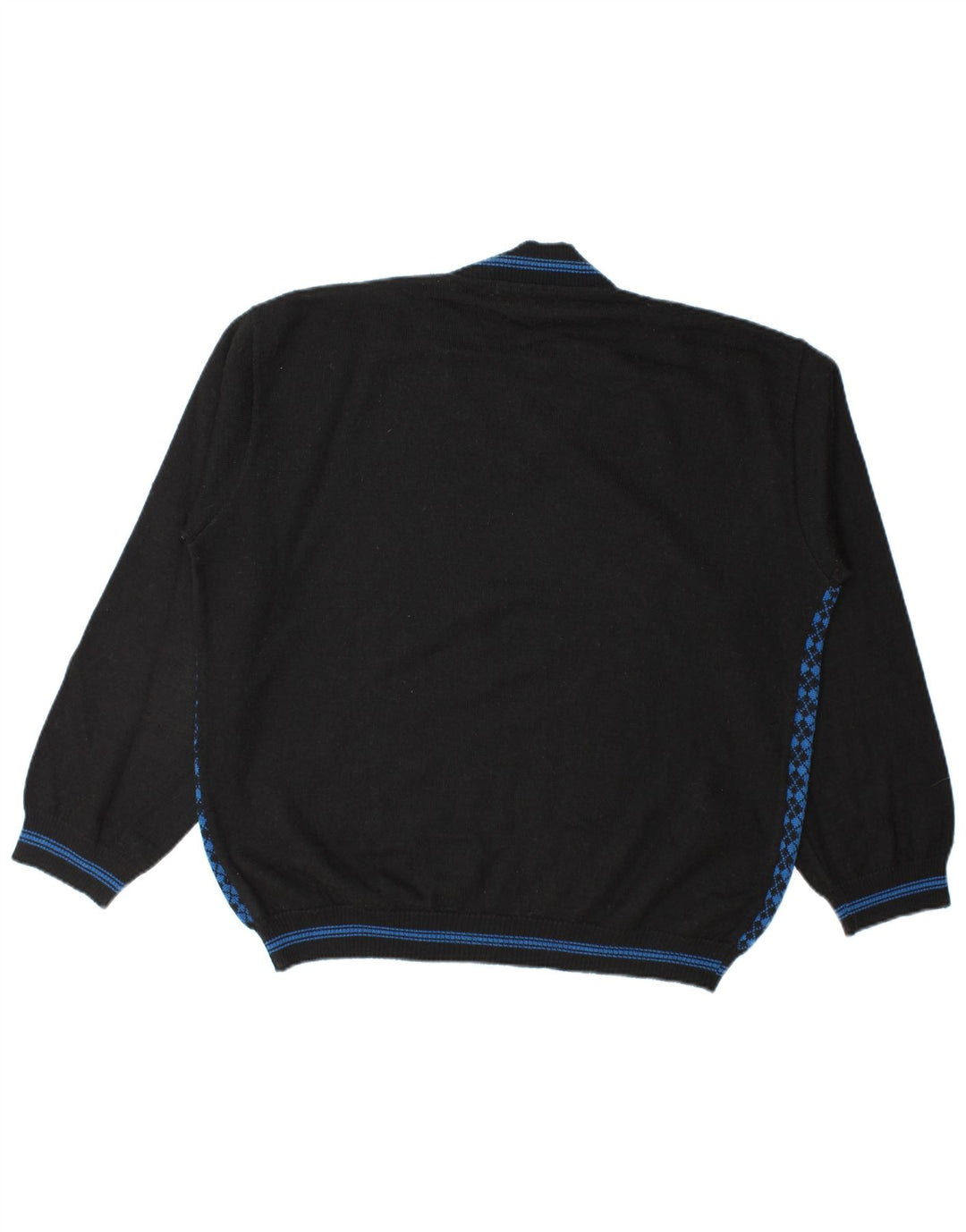 Suéter masculino Islândia com decote em V XL azul Argyle/lã diamante