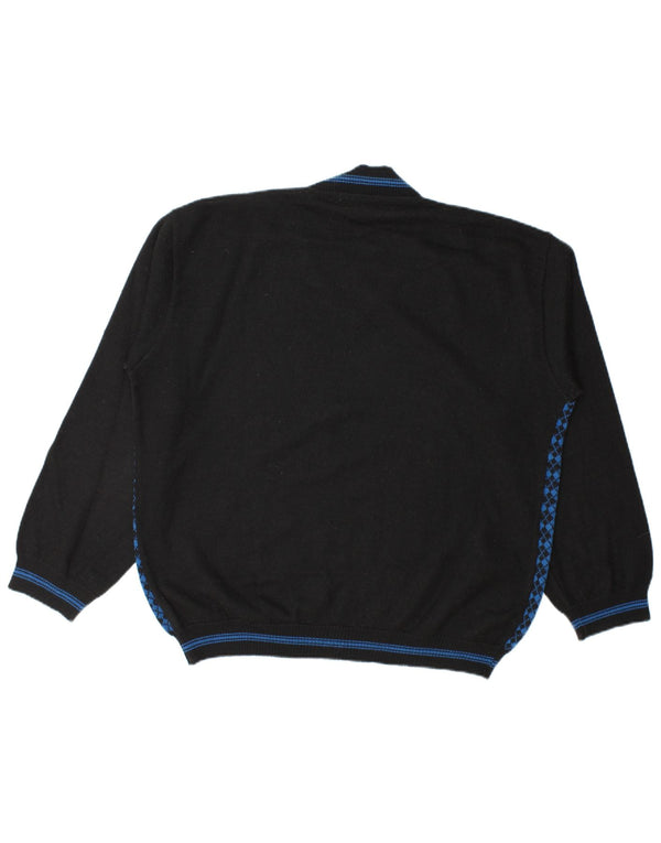 Suéter masculino Islândia com decote em V XL azul Argyle/lã diamante