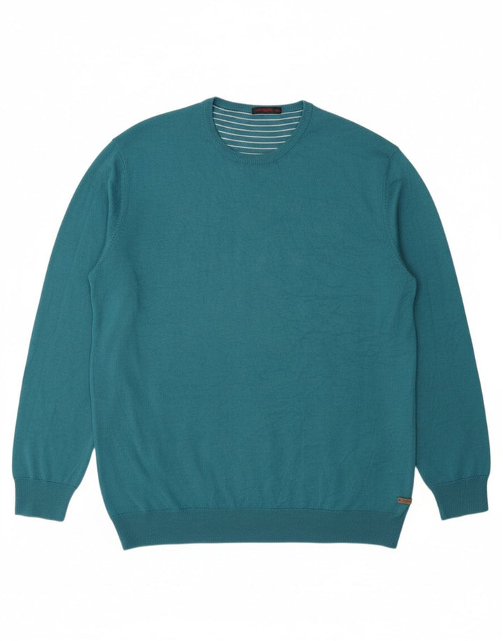 Suéter masculino CARRERA com gola redonda 2XL lã turquesa