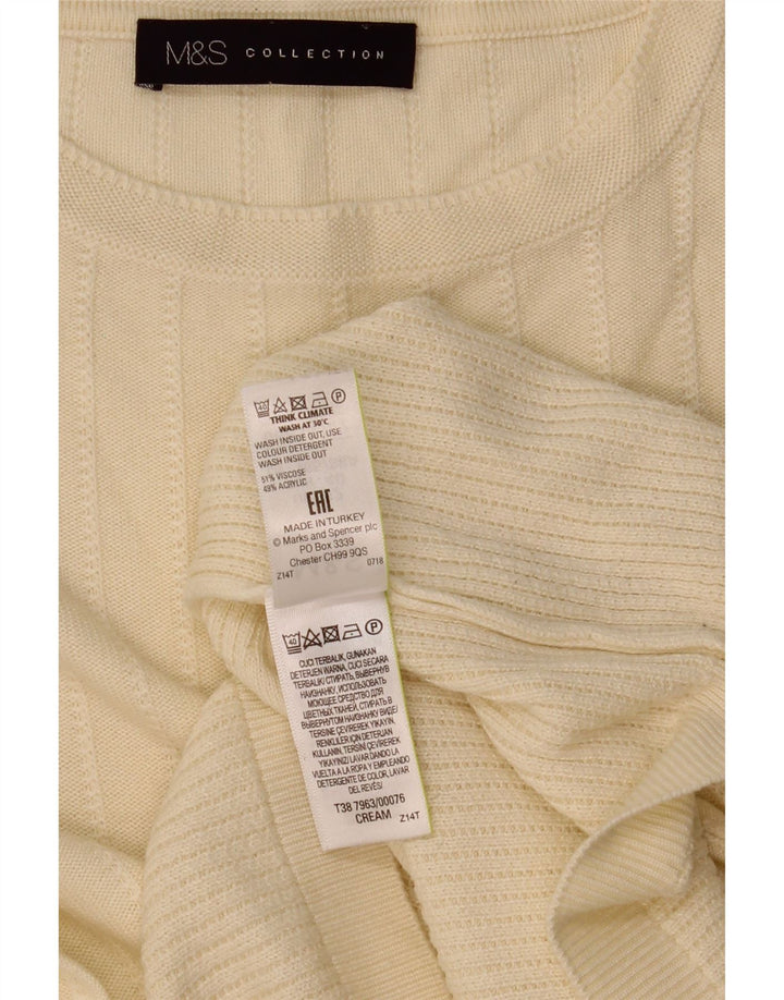 Suéter feminino Marks & Spencer com gola redonda Reino Unido 12 viscose bege médio