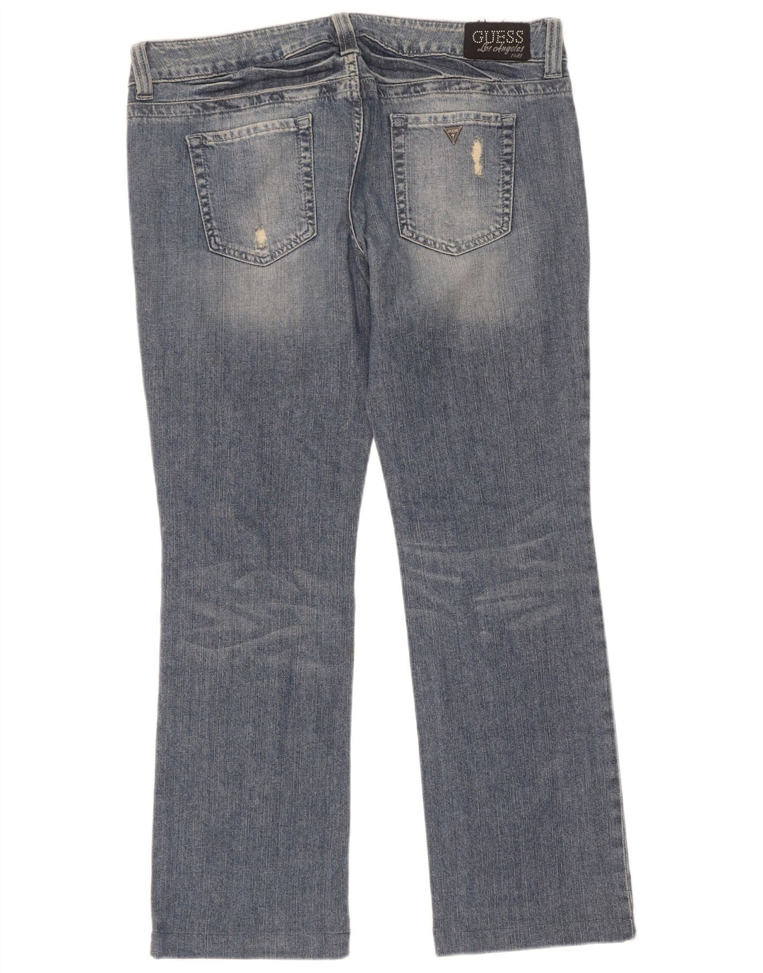Guess Jeans femininos desgastados com bootcut W34 L30 azul algodão