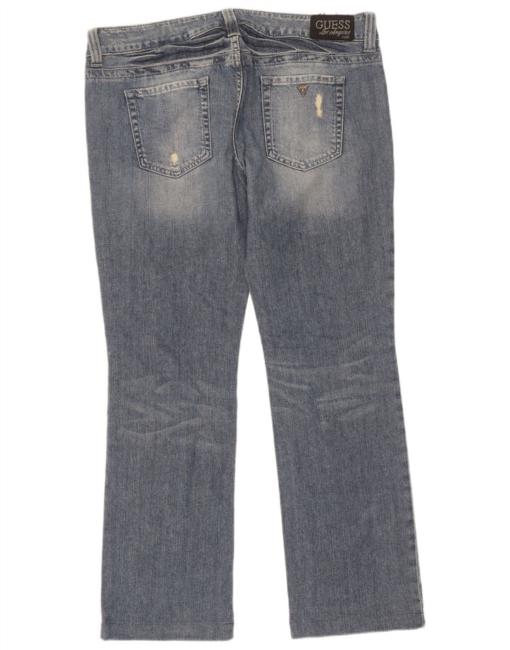 Guess Jeans femininos desgastados com bootcut W34 L30 azul algodão