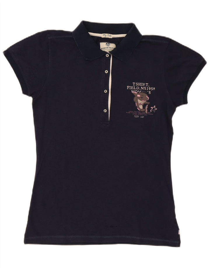 Camisa pólo gráfica feminina North Sails Reino Unido 14 grande azul marinho