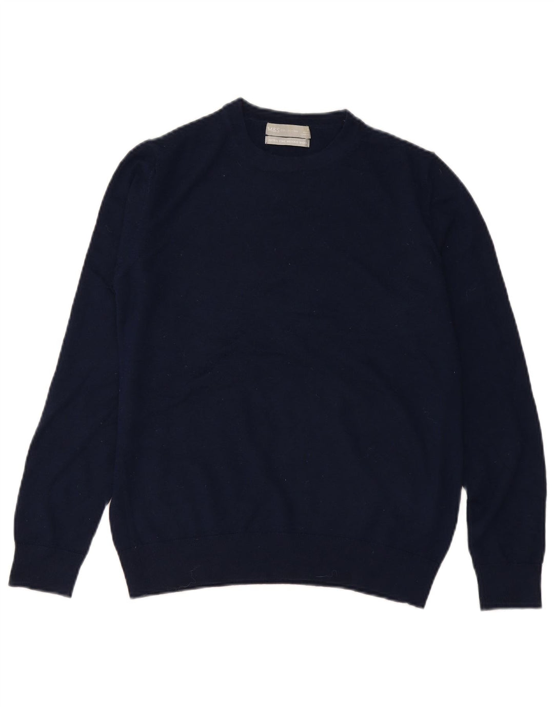 Suéter feminino Marks & Spencer com gola redonda Reino Unido 10 pequeno azul marinho