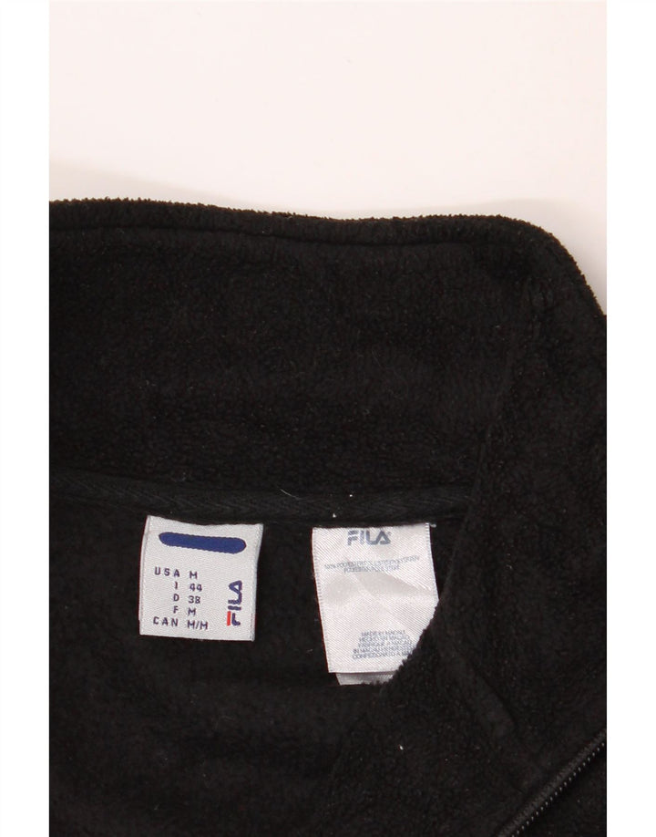 FILA Womens Zip Neck Fleece Jumper IT 44 Medium Black Vintage Fila and Second-Hand Fila from Messina Hembry 