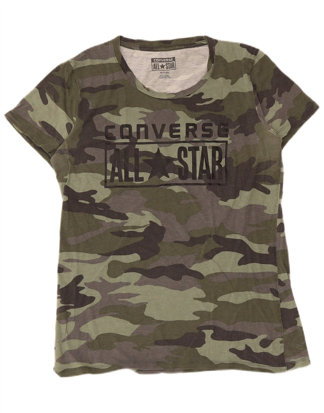 Camiseta feminina Converse com estampa gráfica UK 18 XL camuflagem cáqui