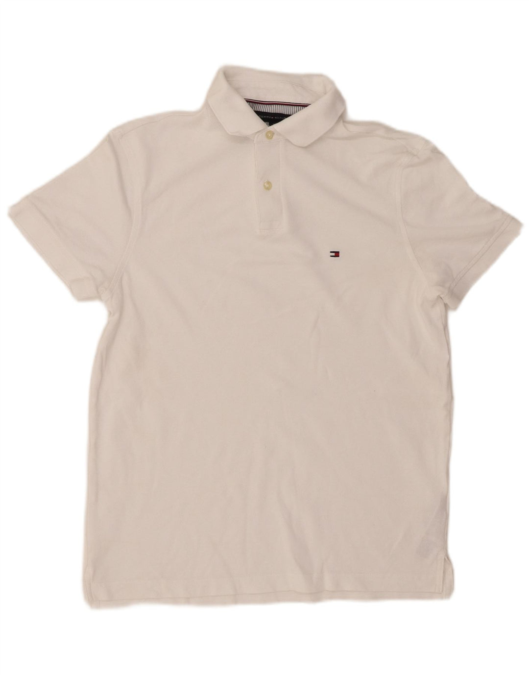 Camisa polo masculina TOMMY HILFIGER regular fit pequena algodão branco