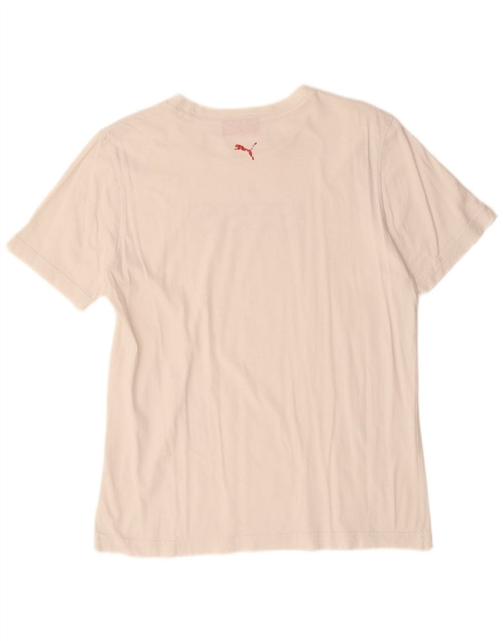 Puma Mens Graphic T-Shirt Top Médio Algodão Branco