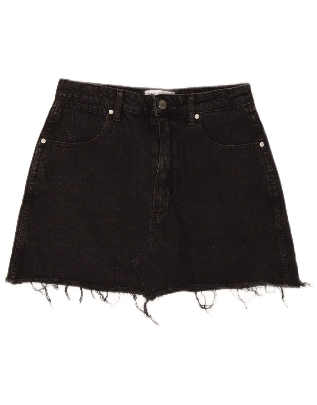 Mini saia jeans feminina Wrangler EUA 9 médio W27 algodão preto