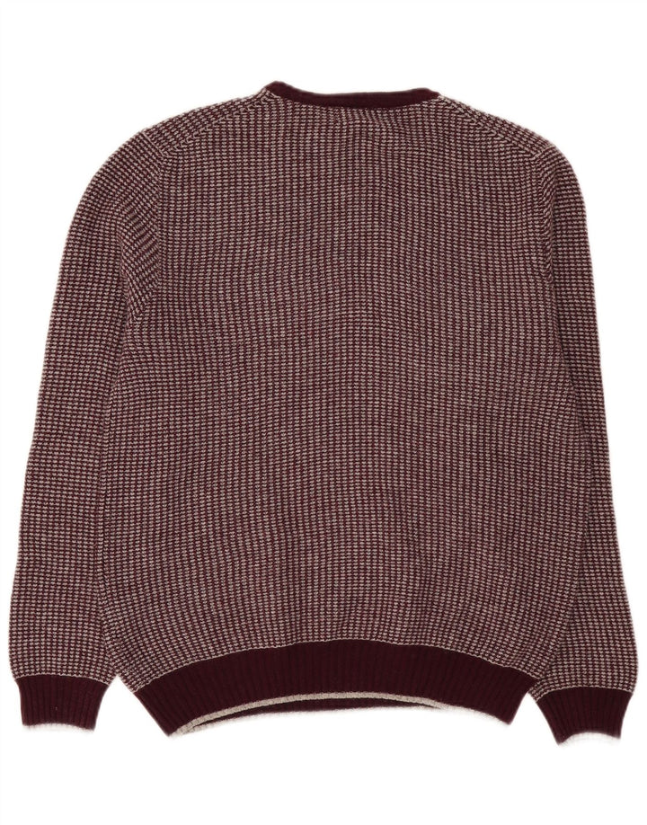 Suéter masculino Marks & Spencer com gola redonda, médio de lã cor de vinho