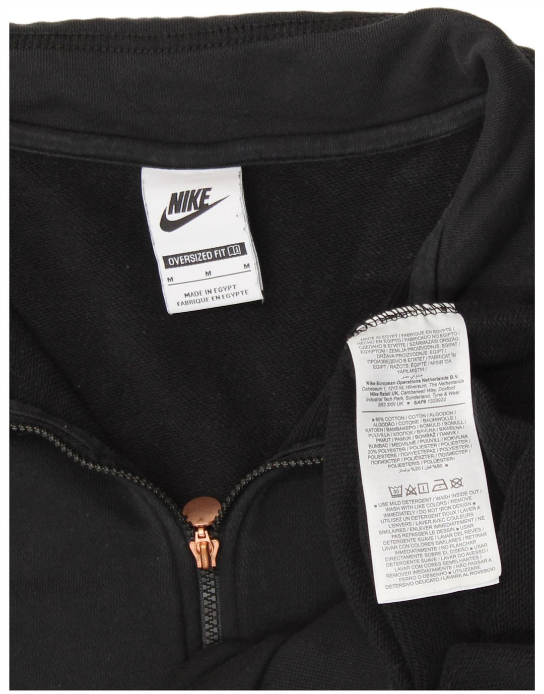 NIKE feminino oversized gráfico moletom jumper UK 14 médio preto