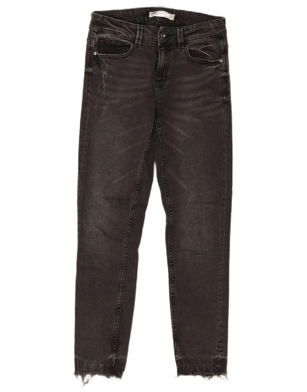 ZARA Jeans femininos desgastados slim EU 34 2XS W24 L25 cinza