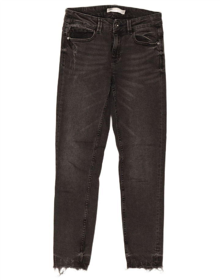 ZARA Jeans femininos desgastados slim EU 34 2XS W24 L25 cinza