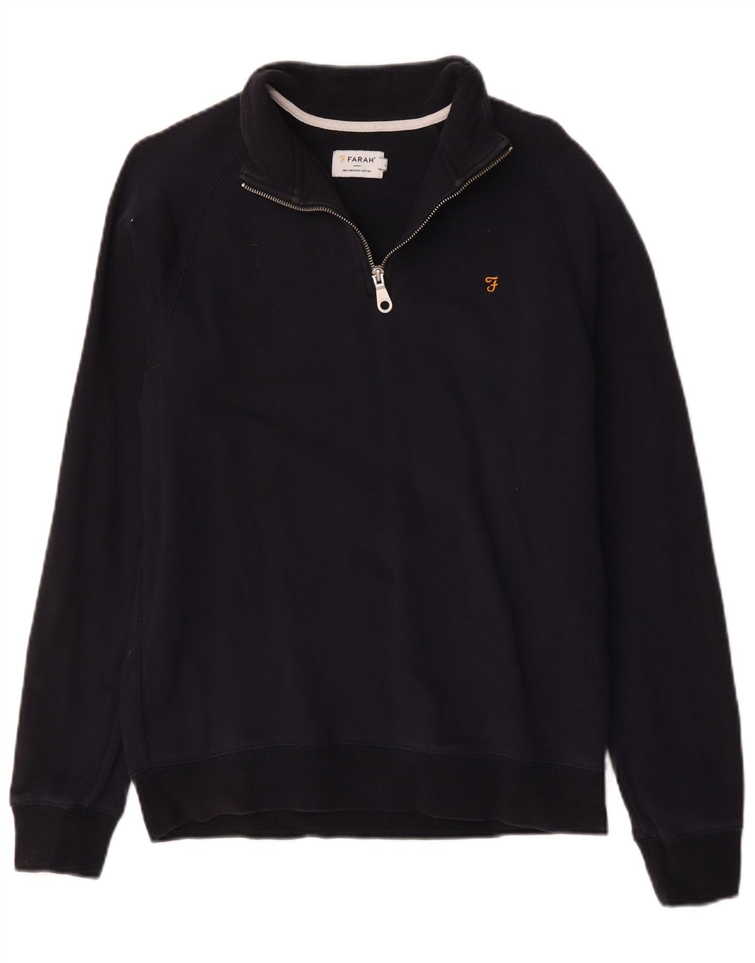 Moletom masculino Farah com zíper e gola grande de algodão azul marinho