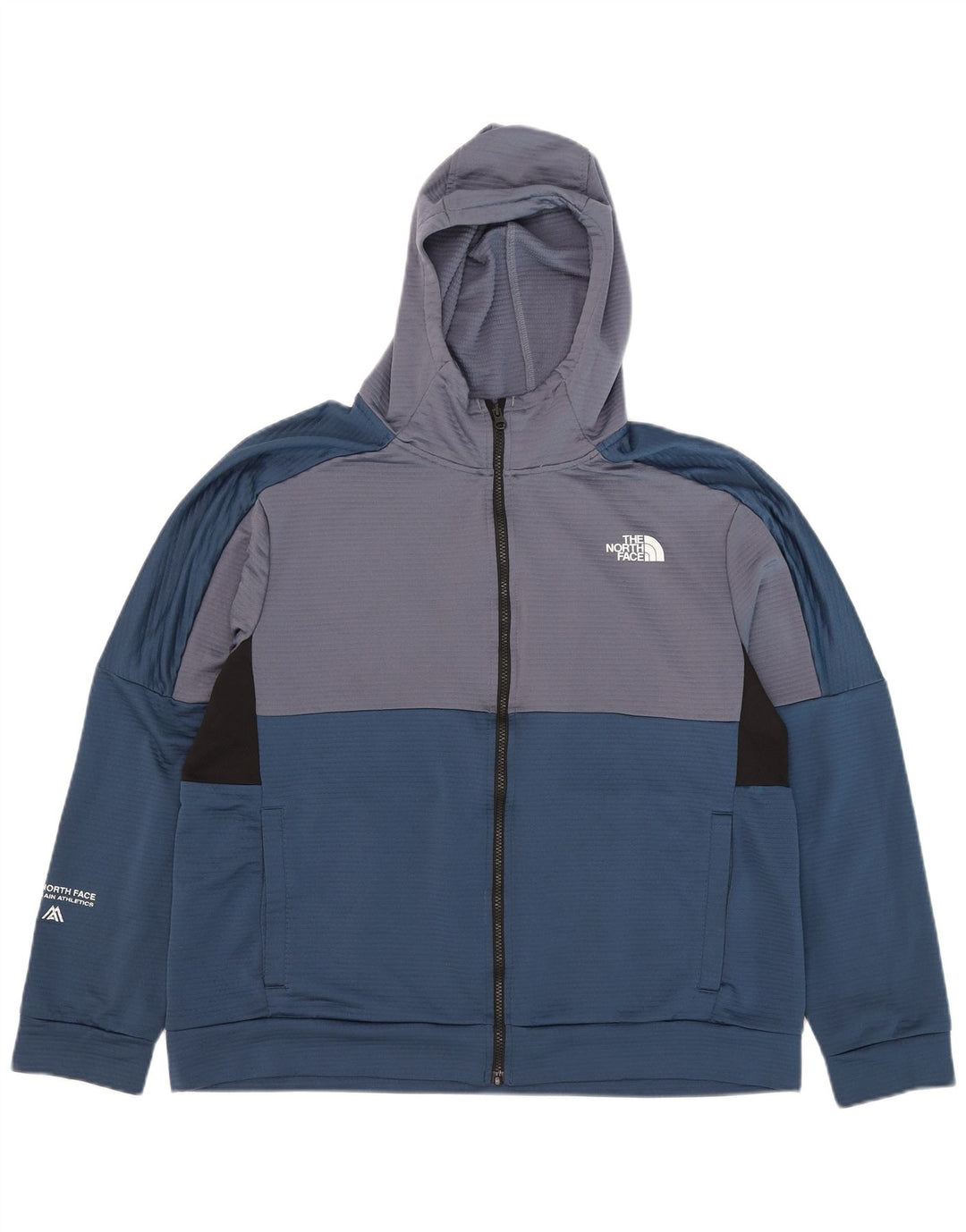 Suéter masculino com capuz e zíper The North Face XL azul colorblock poliéster