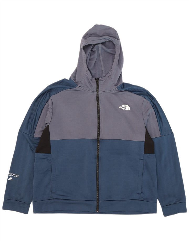 Suéter masculino com capuz e zíper The North Face XL azul colorblock poliéster