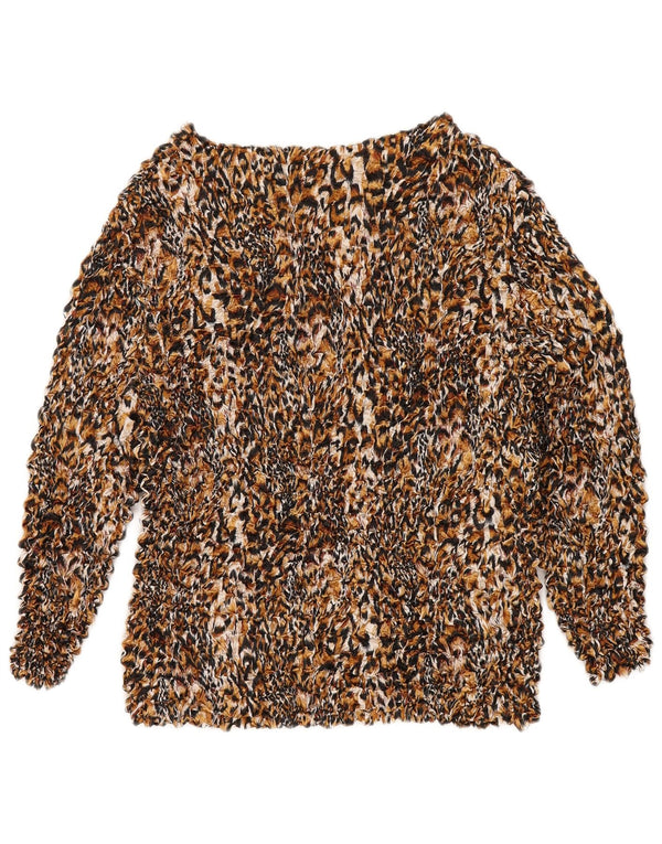 Blusa feminina vintage UK 14 poliéster estampado animal multicolorido médio