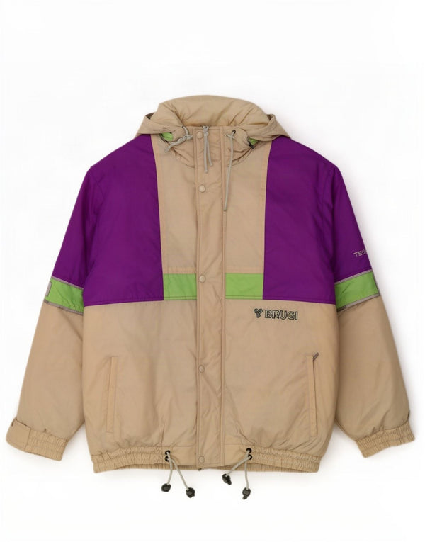 Jaqueta de esqui masculina com capuz Brugi UK 44 2XL Off White Colourblock