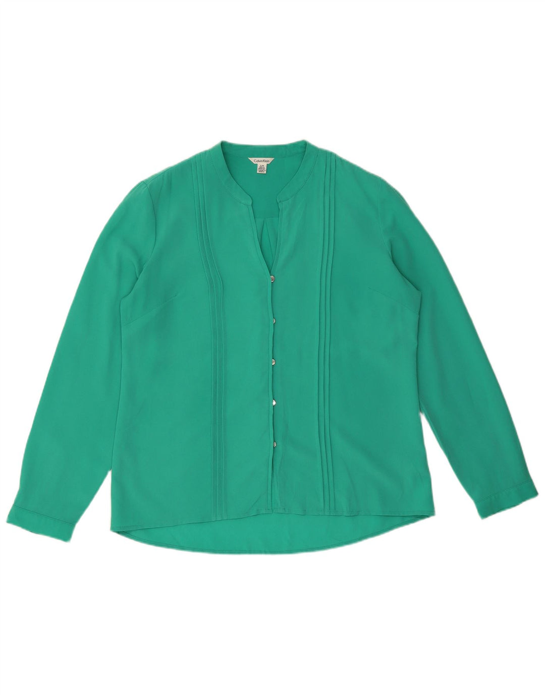 Blusa camisa feminina Calvin Klein Reino Unido 16 grande poliéster verde
