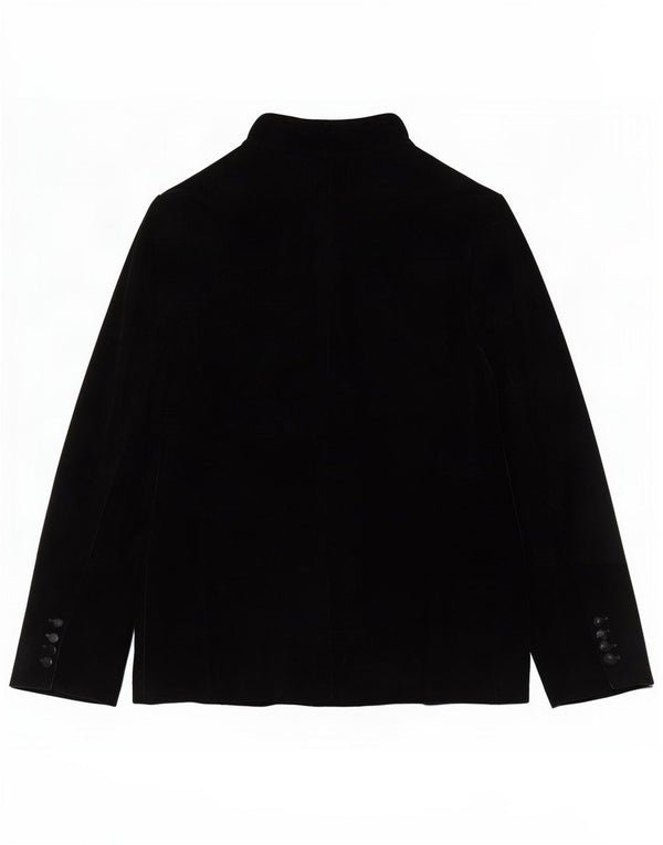 Zara Womens Open Velvet Blazer Jacket UK 10 Pequeno Poliéster Preto