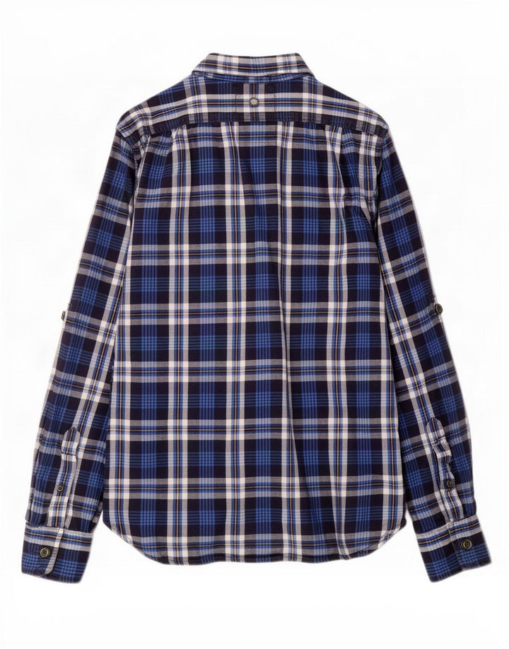 Camisa masculina de flanela Superdry grande algodão xadrez azul marinho